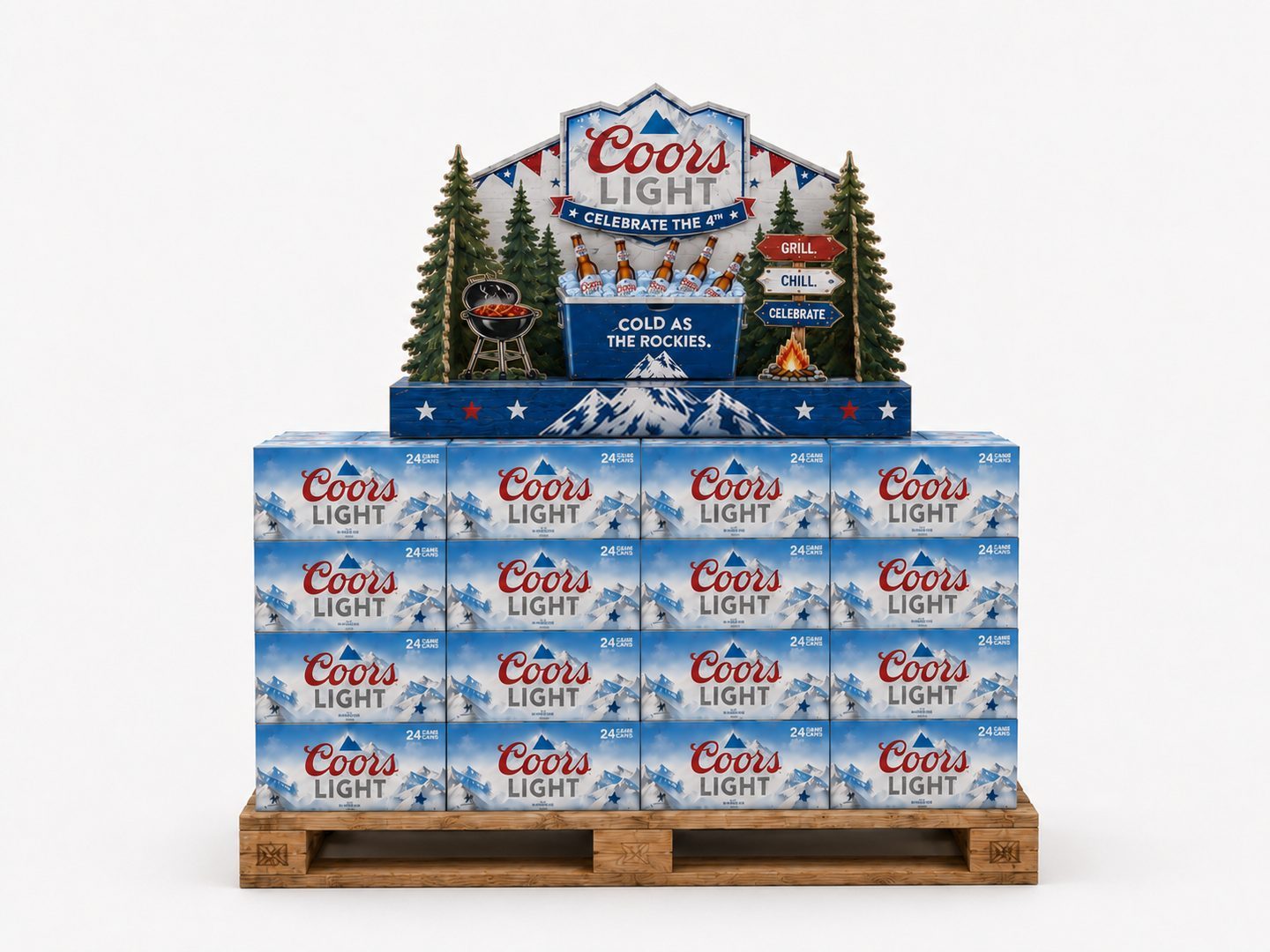 Coors Light 4th of July pallet display concept render