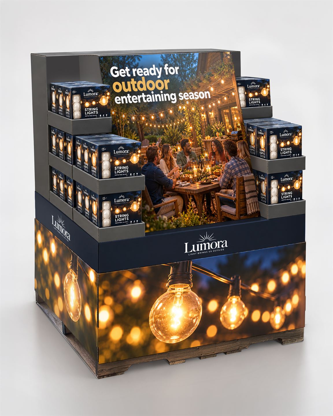 Lumora outdoor entertainment pallet display concept